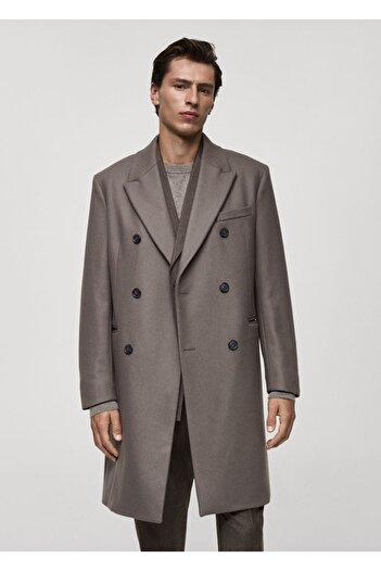 MANGO Man 100% Italian Wool Double Breasted Overcoat