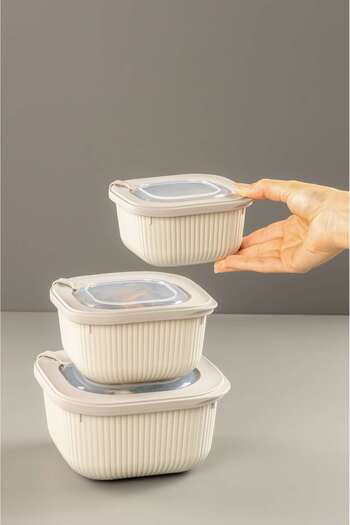 Stile Cucina 3-Piece Vacuum Sealed Storage Set - 600, 1100, 1800 ml Microwave and Freezer Use