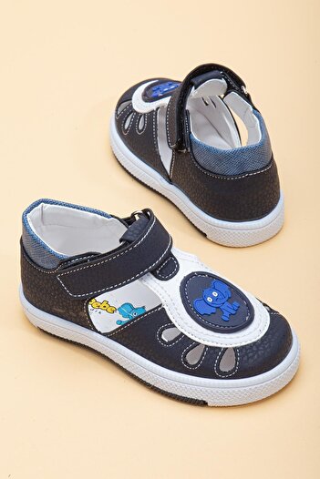 Dilimler Ayakkabı Şirinbebe Side Open Velcro Blue Men's İlkadım Baby Orthopedic Shoes