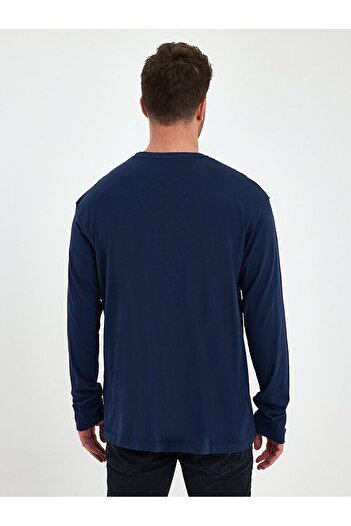Ltb Bisiklet Yaka Basıc Lacivert Sweatshırt