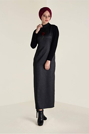 Alvina Giźli Turtleneck Slit Dress - 4678
