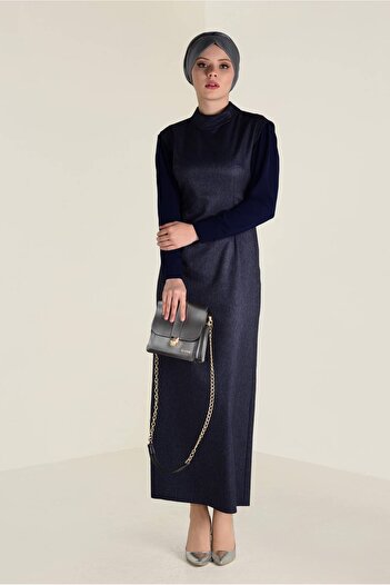 Alvina Giźli Turtleneck Slit Dress - 4678