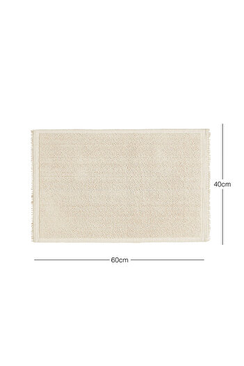 Ocean Home Textile Washable Cotton Ecru Color Boucle Bath Mat 40X60
