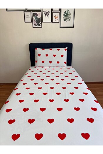Touch Heart Red Fitted Elastic Sheet Set - Single and Double