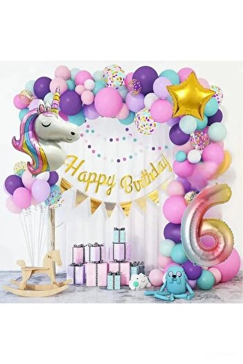 parti hediye sepeti Colorful Luxury Unicorn Birthday Set