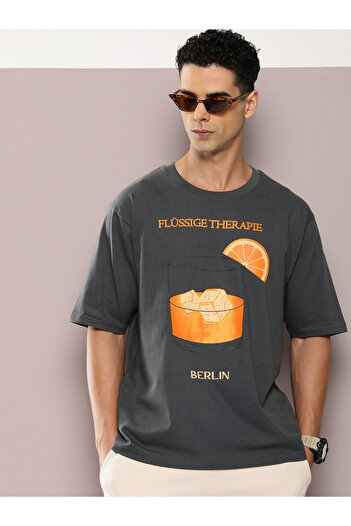 Dillinger By Styli Drop Shoulder Graphic Print Oversized T-Shirt