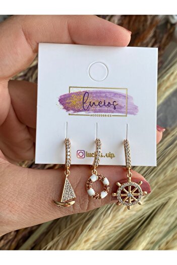Lucios 3-Piece Hoop Earrings Set with Gold Workmanship - Rose Gold Non-Tarnish Series