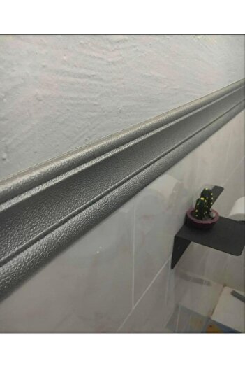 Renkli Duvarlar Düz Gri 8cm-110cm Kendinden Yapışkanlı Çıta Çerçeve Süpürgelik Pervaz Kenar Bantlama Salon Ofis