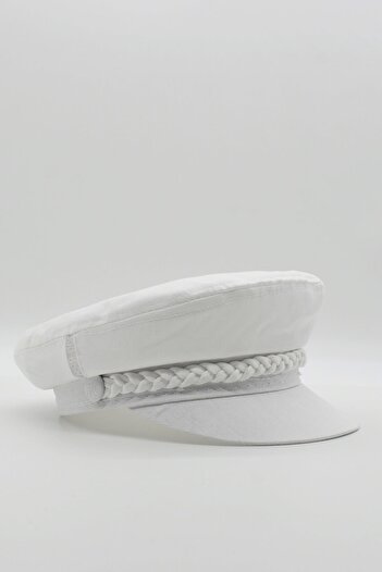 Külah Women's Captain Hat Summer Baker Boy Cap - White
