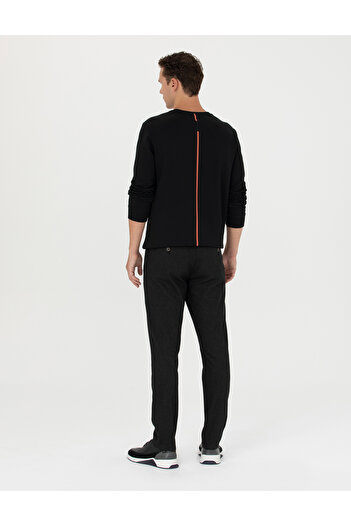 Pierre Cardin Siyah Slim Fit Beli Lastikli Kanvas Pantolon 50278461-VR046