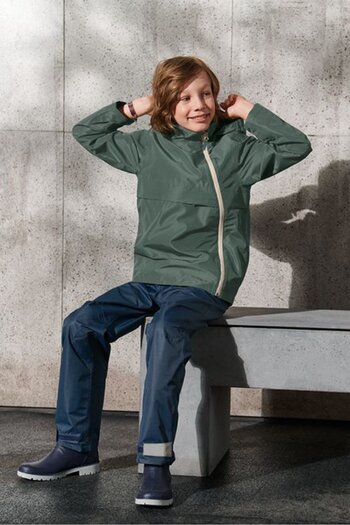 Tchibo Kids Boy Solid Hooded Jacket, Olive