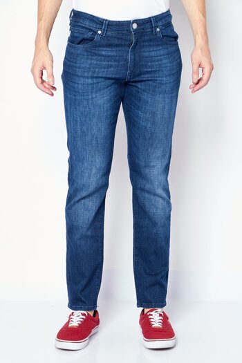Selected Homme Men Straight Fit Washed Stretchable Jeans, Blue