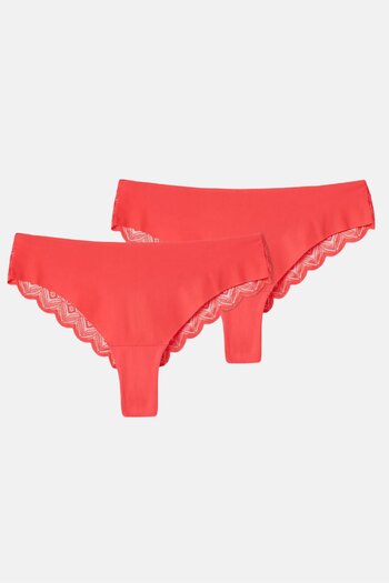 Tchibo Women 2 Pc Textured Magic-Cut Brazilian Briefs, Red