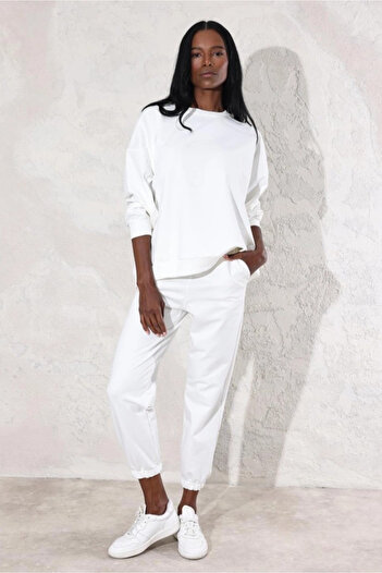 My Blog Ecru Riven Long Sleeve Elastic Leg Suit-98243