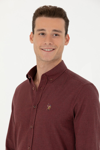 U.S. Polo Assn. Men's Burgundy Long Sleeve Basic Shirt 50271275-Vr014