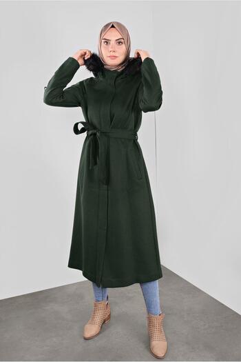 Alvina Coat with Fur Detail and Belt Waist 90122