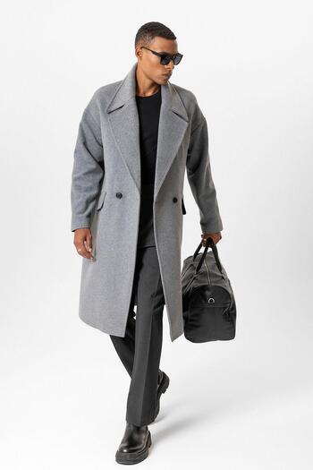 Antioch Gray Wool Blended Double Breasted Closure Men's Coat