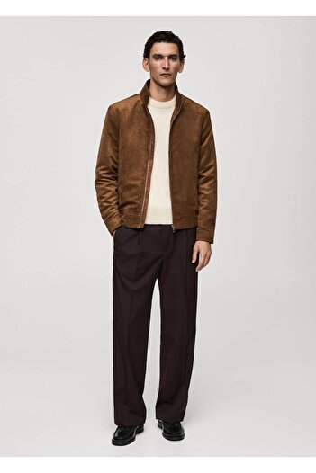 MANGO Man Zippered Suede Look Coat