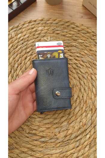 GoGoPlus Boise Crayze Unisex Gray Genuine Leather Mechanized Wallet - Batik