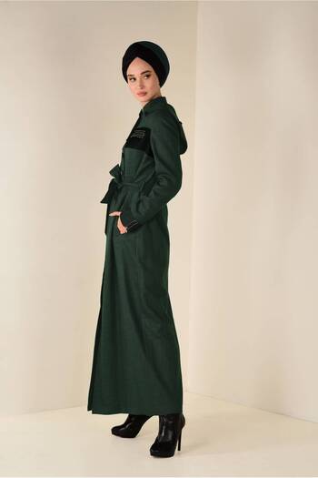 Alvina 1312 Model with Button and Belt Detail and Curtain Decoration