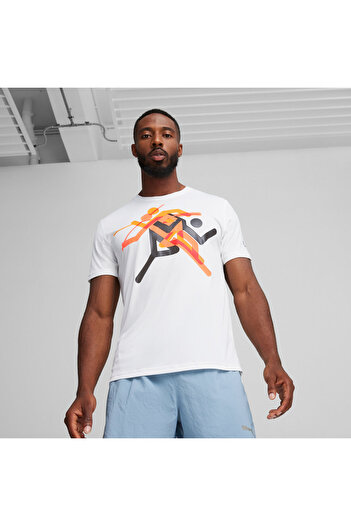 Puma PUMA White Graphic Pattern RUN Faster Icons T-Shirt