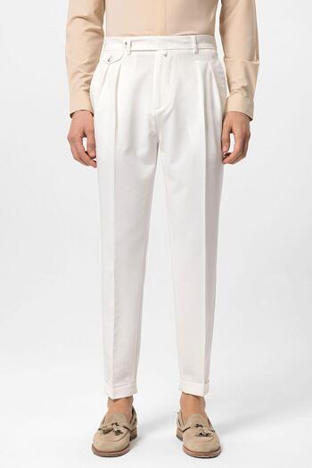 Antioch Ecru Pleated High Waist Men's Trousers