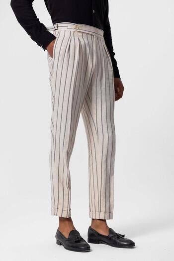Antioch High Waist Linen Blended Black Men's Trousers