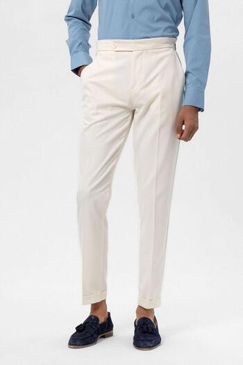 Antioch Ecru High Waist Regular Fit Men's Trousers