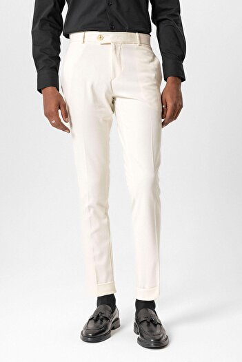 Antioch Ecru Color - Double Leg Regular Fit Men's Trousers