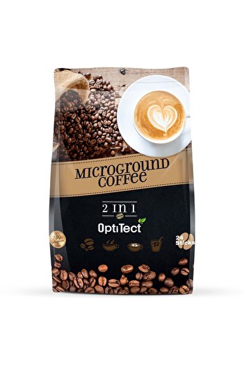 OptiTect Arabica Microground Coffee 2 in 1, 24 Stick Packs, suitable for diet