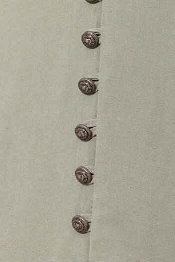 Antioch Light Khaki Button Detailed Stand Collar Men's Shirt