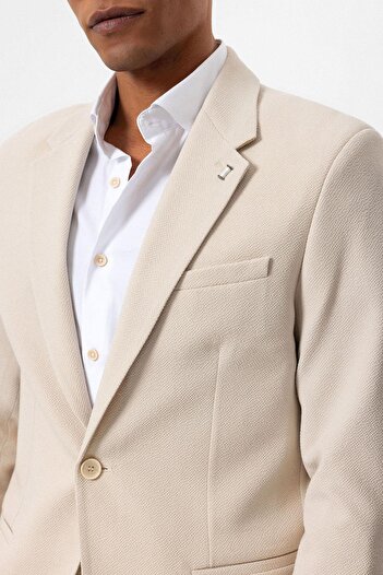 Antioch Bej Astarsız Tek Düğme Erkek Blazer Ceket
