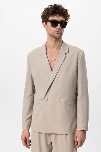 Antioch Stone Single Button Double Breasted Closure Men's Blazer Jacket