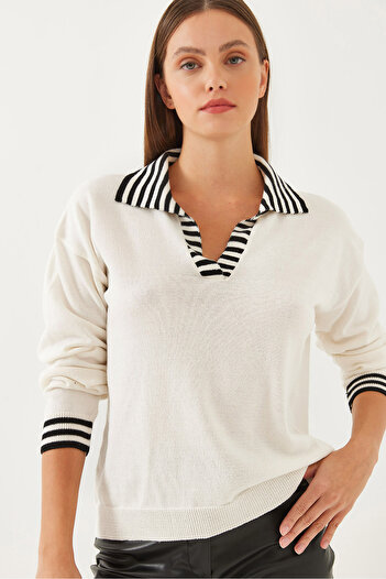 Bianco Lucci Women's Polo Neck Knitwear Sweater 20247519