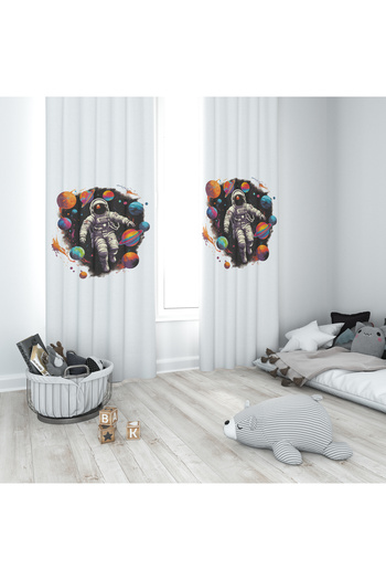 Şen Dekorasyon Planets and Astronaut Phone Curtain