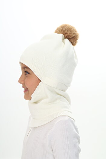 Sevimli 4-10 Years Girl's Beanie Neck Collar Snow Mask