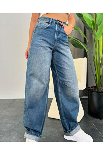 Asia ASİA TİNT YIKAMALI ARKASI TOKALI BAGGY JEANS