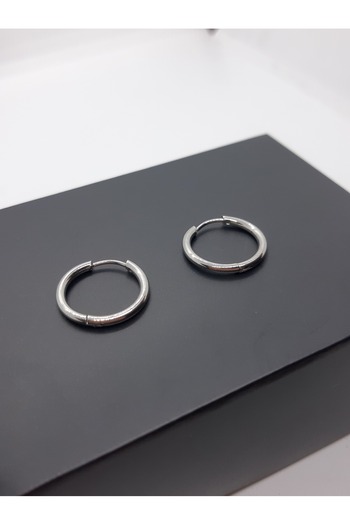 Set 12 mm Antiallergic Stainless (1 Pair) Steel Hoop Earrings (Thickness: 1.6 mm)