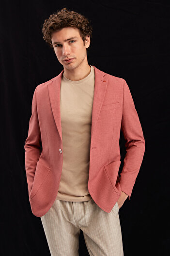 Twn Slim Fit Dried Rose Dobby Blazer Fabric Jacket