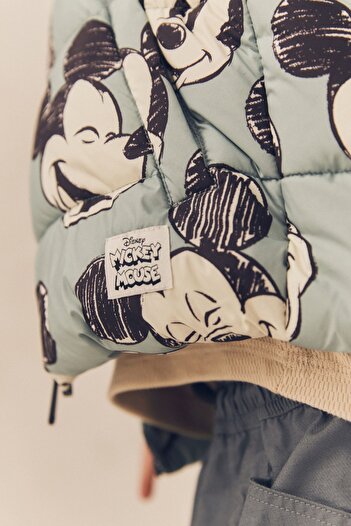 Next Baby Organik Lisanslı Mickey Mouse Açık Mavi Soğuk Geçirmez  Borg  Çocuk Mont ALY620133