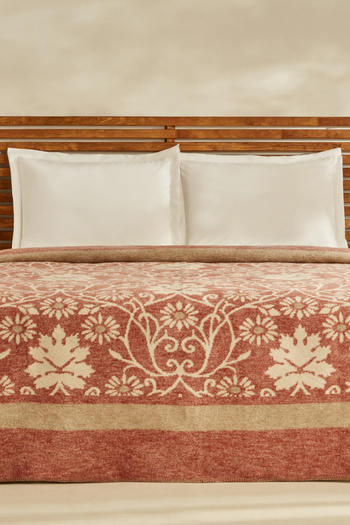 Karaca Home Flara Double Cotton-Terracotta Blanket