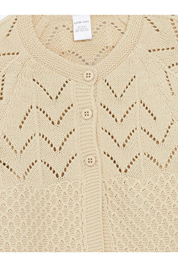 LC Waikiki Lcw Kids Beige Crew Neck Knitwear Girl's Cardigan