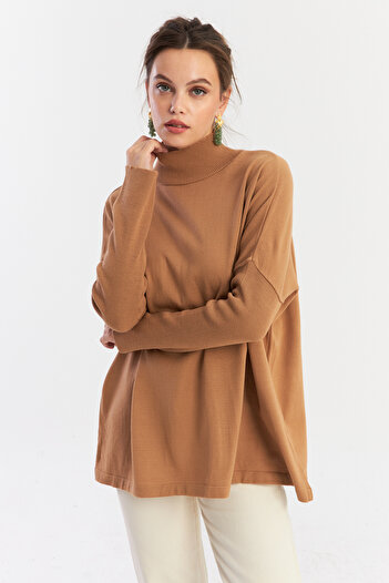 Cool & Modest Γυναικεία Camel Loose Knitwear Μπλούζα YV289
