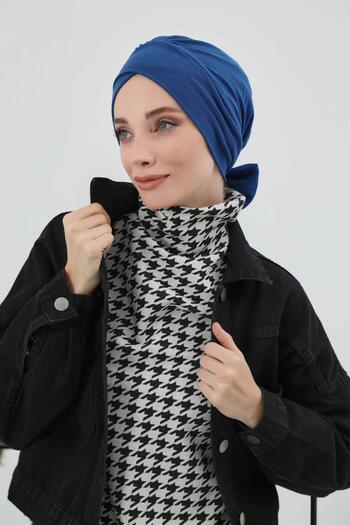 Aisha's Design Belted Winter Bonnet,B-31Rb,Dark Blue