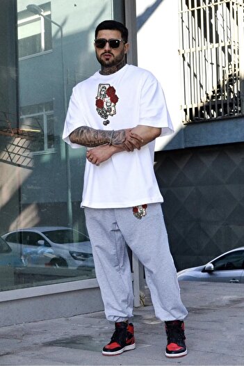 HOFFNUNG Playing Card Printed Sweatpants and T-shirt Top and Bottom Tracksuit Set