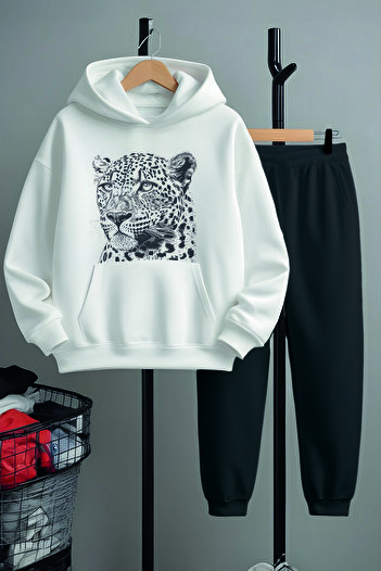MYADA Special Design Leopard Printed Top and Bottom Tracksuit Set