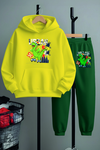 MYADA New Season Dino Printed Top and Bottom Tracksuit Set 2063
