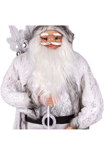 Herdekora New Year Santa Claus White Gift Sack with Lantern Silver-Grey 90 Cm.