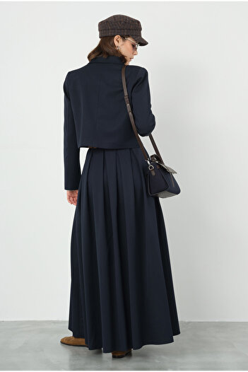 HEQA Σκούρο Μπλε Crop Blazer Jacket