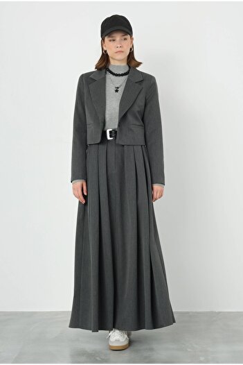 HEQA Anthracite Crop Blazer Jacket